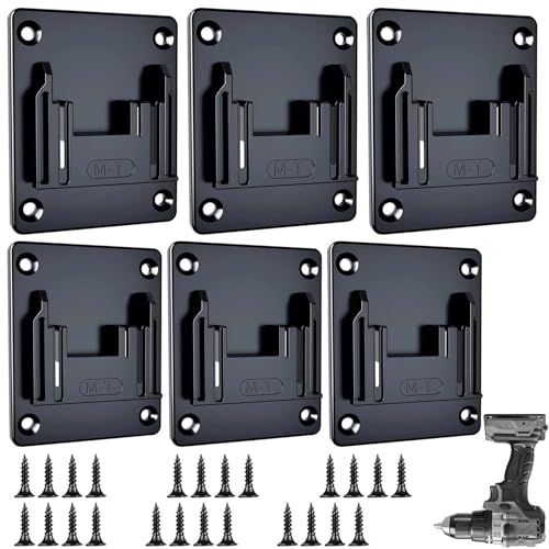 6Pcs Wandhalterung Werkzeughalter für Makita, Schwarz Akku Halterung für Makita, Akkuhalter für Makita, 3in1 Wandhalterung für Makita Akkus 14.4V-18V Bohrwerkzeuge und Power Multitool von BAIFULAI