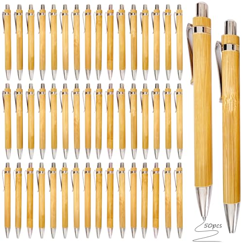 Holz Kugelschreiber: 50PCS Kugelschreibern Set Wiederverwendbar Set Schreibgerät Bambus Holzkugelschreiber Kugelschreiber Set Natur Plastikfreier für den Alltag Büro als stilvolles Schreibgerät von BAIFULAI