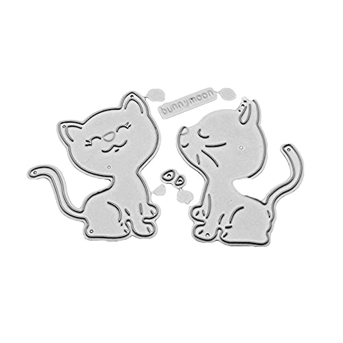 BAILIY Katzen Stanzformen Tier Katze Metall Stanzformen Niedlich Zwei Kätzchen Prägeschablone für DIY Scrapbooking Album Foto Basteln Papier Karten Dekorativ von BAILIY