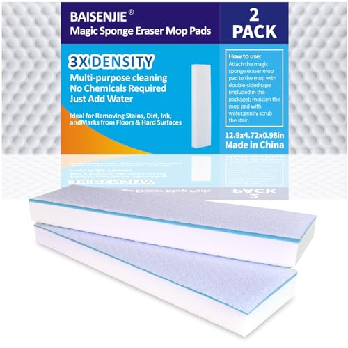 Wischmopp-Pad für Bodenreinigung, magische Schwämme, Radiergummi, Wischmopp-Pads, Nachfüllpackungen, geeignet für 33 cm flache Mopp-Köpfe, 33 x 12 x 2,5 cm von BAISENJIE