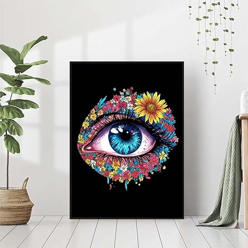 5D Diamond Painting Auge Diamant Painting Bilder, Blume Diamond Painting Erwachsene Kinder DIY Runde Kristall Diamond Art Stickerei Painting Basteln Set, Wohnzimmer Schlafzimmer Wanddeko 80x110cm 6-1 von BAIYAACO