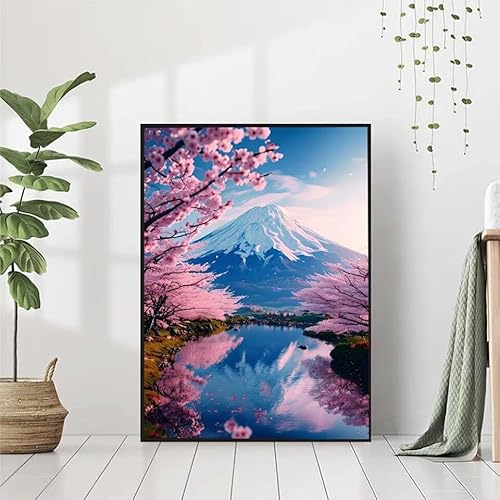 5D Diamond Painting Berg Fuji Diamant Painting Bilder, Japan Diamond Painting Erwachsene Kinder DIY Runde Kristall Diamond Art Stickerei Painting Basteln, Wohnzimmer Schlafzimmer Wanddeko 70x95cm 2-8 von BAIYAACO