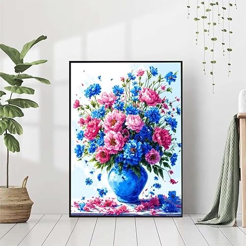 5D Diamond Painting Blatt Diamant Painting Bilder, Blume Diamond Painting Erwachsene Kinder DIY 5D Runde Kristall Diamond Art Stickerei Painting Basteln Set, Wohnzimmer Schlafzimmer Wanddeko 50x70cm von BAIYAACO