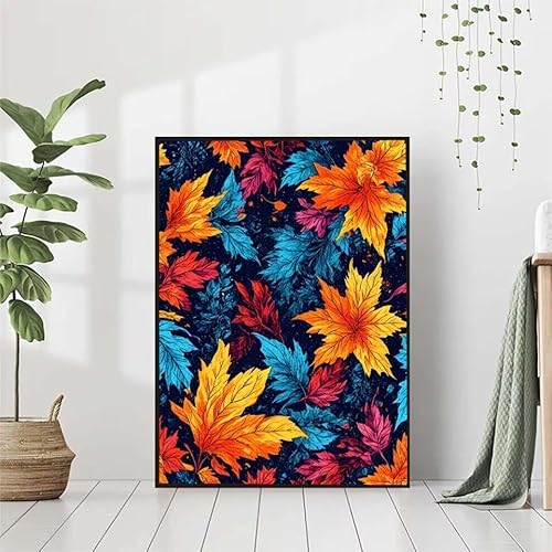 5D Diamond Painting Blatt Diamant Painting Bilder, Blume Diamond Painting Erwachsene Kinder DIY Runde Kristall Diamond Art Stickerei Painting Basteln Set, Wohnzimmer Schlafzimmer Wanddeko 70x95cm 4-2 von BAIYAACO