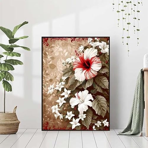 5D Diamond Painting Blatt Diamant Painting Bilder Erwachsene, Blume Diamond Painting Set, Diamond Painting Klein 50x70cm, DIY Runde Full Drill Kristall Cross Stickerei Basteln für Home Wall Decor 2-3 von BAIYAACO