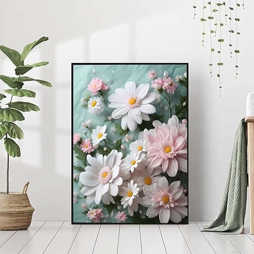 5D Diamond Painting Blume Diamant Painting Bilder, Chrysantheme Diamond Painting Erwachsene Kinder DIY 5D Runde Kristall Diamond Art Stickerei Basteln Set, Wohnzimmer Schlafzimmer Wanddeko 50x70cm U-8 von BAIYAACO