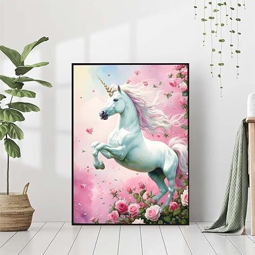 5D Diamond Painting Blume Diamant Painting Bilder, Einhorn Diamond Painting Erwachsene Kinder DIY Runde Kristall Diamond Art Stickerei Painting Basteln, Wohnzimmer Schlafzimmer Wanddeko 80x110cm 6-X von BAIYAACO