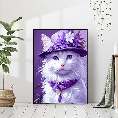 5D Diamond Painting Blume Diamant Painting Bilder, Katze Diamond Painting Erwachsene Kinder DIY Runde Kristall Diamond Art Stickerei Painting Basteln Set, Wohnzimmer Schlafzimmer Wanddeko 50x70cm 3-5 von BAIYAACO