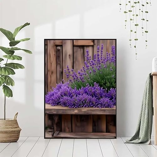 5D Diamond Painting Blume Diamant Painting Bilder, Lavendel Diamond Painting Erwachsene Kinder DIY Runde Kristall Diamond Art Stickerei Painting Basteln, Wohnzimmer Schlafzimmer Wanddeko 80x110cm 1-6 von BAIYAACO