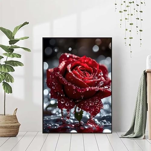 5D Diamond Painting Blume Diamant Painting Bilder, Rose Diamond Painting Erwachsene Kinder DIY Runde Kristall Diamond Art Stickerei Painting Basteln Set, Wohnzimmer Schlafzimmer Wanddeko 80x110cm 2-2 von BAIYAACO