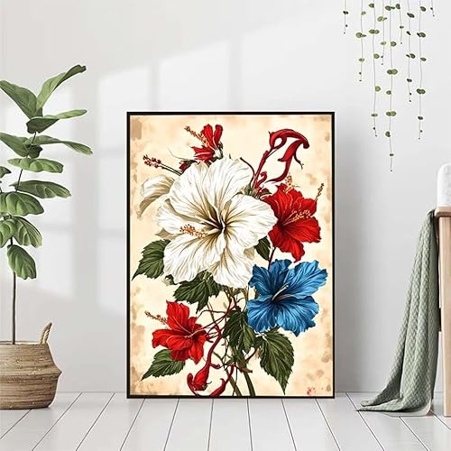 5D Diamond Painting Blume Diamant Painting Bilder Erwachsene, Blatt Diamond Painting Set, Diamond Painting Klein 80x100cm, DIY Runde Full Drill Kristall Cross Stickerei Basteln für Home Wall Decor von BAIYAACO