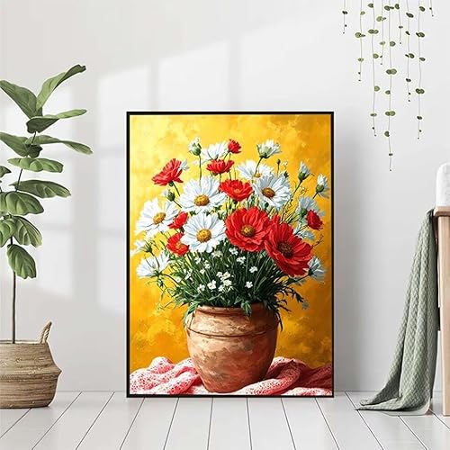 5D Diamond Painting Blume Diamant Painting Bilder Erwachsene, Chrysantheme Diamond Painting Set, Diamond Painting Klein 80x110cm, DIY Runde Full Drill Cross Stickerei Basteln für Home Wall Decor A-W von BAIYAACO