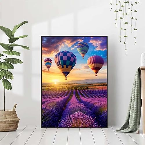 5D Diamond Painting Blume Diamant Painting Bilder Erwachsene, HeißLuftballon Diamond Painting Set, Diamond Painting Klein 50x70cm, DIY Runde Full Drill Cross Stickerei Basteln für Home Wall Decor 0-8 von BAIYAACO