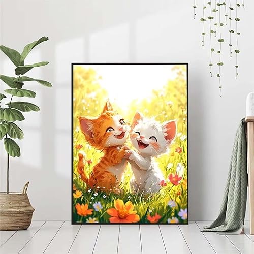 5D Diamond Painting Blume Diamant Painting Bilder Erwachsene, Katze Diamond Painting Set, Diamond Painting Klein 80x110cm, DIY Runde Full Drill Kristall Cross Stickerei Basteln für Home Wall Decor 6-E von BAIYAACO