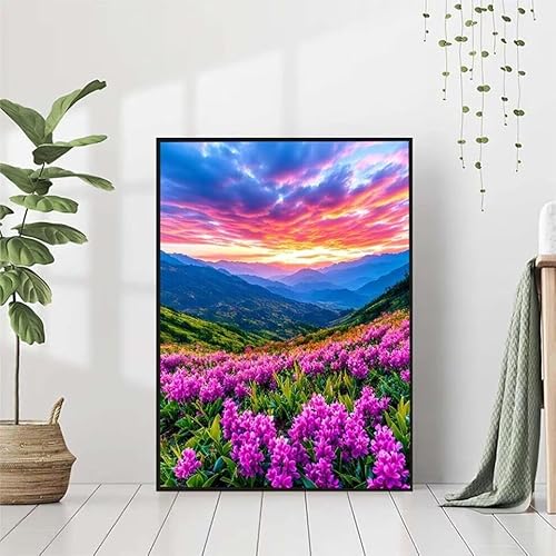 5D Diamond Painting Blume Diamant Painting Bilder Erwachsene, Landschaft Diamond Painting Set, Diamond Painting Klein 30x40cm, DIY Runde Full Drill Cross Stickerei Basteln für Home Room Wall Decor X-E von BAIYAACO