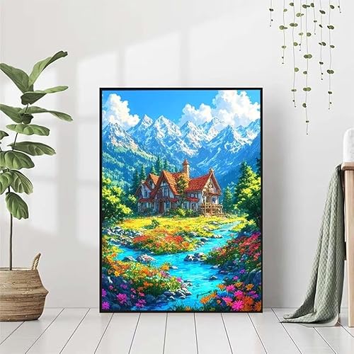 5D Diamond Painting Blume Diamant Painting Bilder Erwachsene, Landschaft Diamond Painting Set, Diamond Painting Klein 50x70cm, DIY Runde Full Drill Cross Stickerei Basteln für Home Room Wall Decor von BAIYAACO