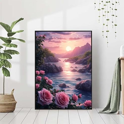 5D Diamond Painting Blume Diamant Painting Bilder Erwachsene, Meer Diamond Painting Set, Diamond Painting Klein 60x80cm, DIY Runde Full Drill Cross Stickerei Basteln für Home Wall Decor Geschenk C-Z von BAIYAACO