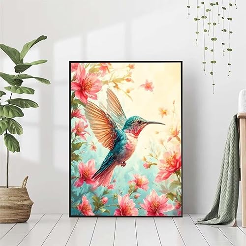 5D Diamond Painting Blume Diamant Painting Bilder Erwachsene, Vogel Diamond Painting Set, Diamond Painting Klein 40x50cm, DIY Runde Full Drill Kristall Cross Stickerei Basteln für Home Wall Decor G-4 von BAIYAACO