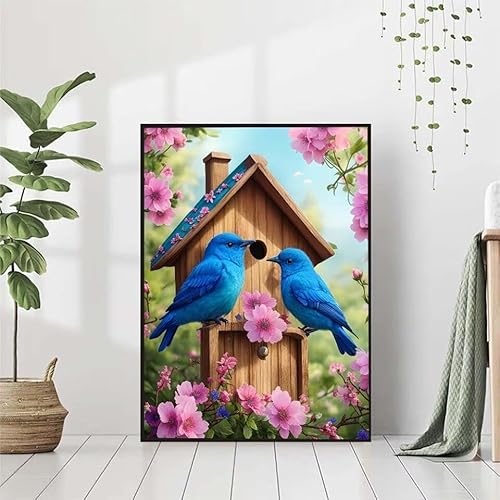 5D Diamond Painting Blume Diamant Painting Bilder Erwachsene, Vogel Diamond Painting Set, Diamond Painting Klein 80x110cm, DIY Runde Full Drill Kristall Cross Stickerei Basteln für Home Wall Decor 8-5 von BAIYAACO