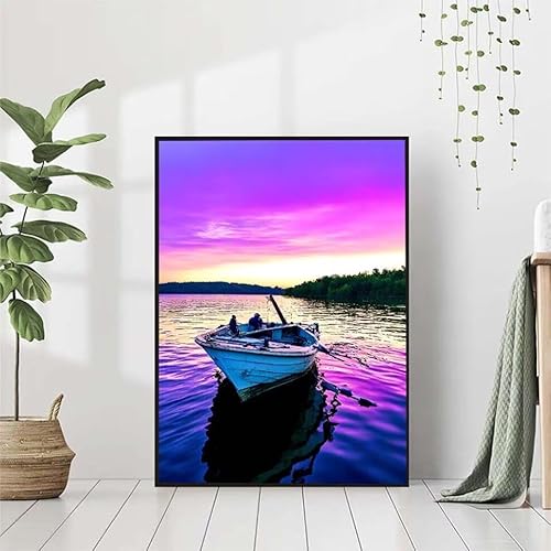 5D Diamond Painting Boot Diamant Painting Bilder Erwachsene, Landschaft Diamond Painting Set, Diamond Painting Klein 80x110cm, DIY Runde Full Drill Cross Stickerei Basteln für Home Room Wall Decor 9-H von BAIYAACO