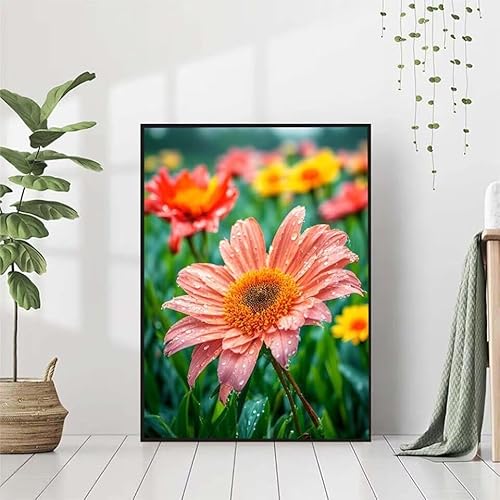 5D Diamond Painting Chrysantheme Diamant Painting Bilder Erwachsene, Blume Diamond Painting Set, Diamond Painting Klein 80x110cm, DIY Runde Full Drill Cross Stickerei Basteln für Home Wall Decor J-2 von BAIYAACO