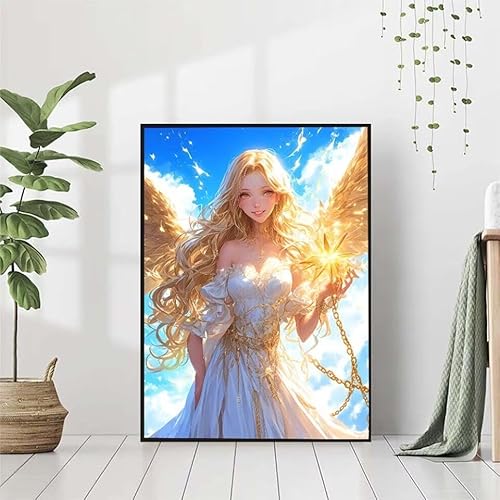 5D Diamond Painting Engel Diamant Painting Bilder Erwachsene, MäDchen Diamond Painting Set, Diamond Painting Klein 80x110cm, DIY Runde Full Drill Cross Stickerei Basteln für Home Room Wall Decor N-0 von BAIYAACO