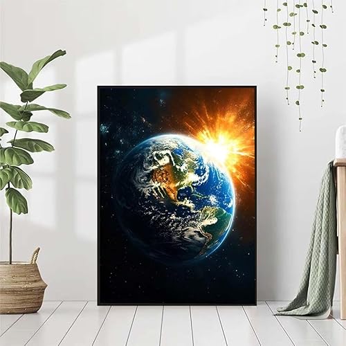 5D Diamond Painting Erde Diamant Painting Bilder, Sternenhimmel Diamond Painting Erwachsene Kinder DIY 5D Runde Kristall Diamond Art Stickerei Basteln Set, Wohnzimmer Schlafzimmer Wanddeko 40x50cm J-7 von BAIYAACO