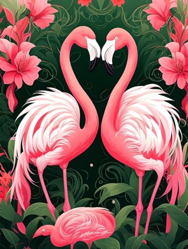 5D Diamond Painting Flamingo Diamant Painting Bilder Erwachsene, Blume Diamond Painting Set, Diamond Painting Klein 80x110cm, DIY Runde Full Drill Cross Stickerei Basteln für Home Room Wall Decor 4-M von BAIYAACO