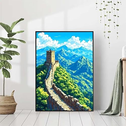 5D Diamond Painting GroßE Mauer Diamant Painting Bilder Erwachsene, Landschaft Diamond Painting Set, Diamond Painting Klein 80x100cm, DIY Runde Full Drill Cross Stickerei Basteln für Home Wall Decor von BAIYAACO