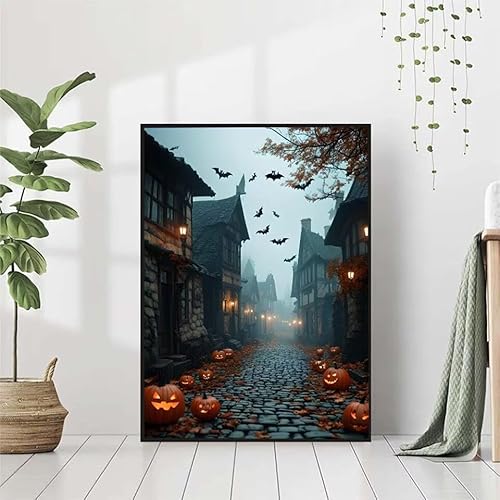 5D Diamond Painting Halloween Diamant Painting Bilder Erwachsene, KüRbis Diamond Painting Set, Diamond Painting Klein 50x70cm, DIY Runde Full Drill Cross Stickerei Basteln für Home Room Wall Decor 4-3 von BAIYAACO