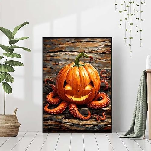 5D Diamond Painting Halloween Diamant Painting Bilder Erwachsene, KüRbis Diamond Painting Set, Diamond Painting Klein 80x110cm, DIY Runde Full Drill Cross Stickerei Basteln für Home Wall Decor 1-8 von BAIYAACO