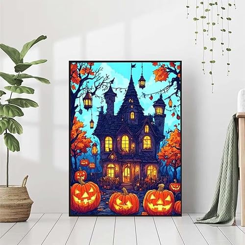 5D Diamond Painting Halloween Diamant Painting Bilder Erwachsene, KüRbis Diamond Painting Set, Diamond Painting Klein 80x110cm, DIY Runde Full Drill Cross Stickerei Basteln für Home Wall Decor F-D von BAIYAACO