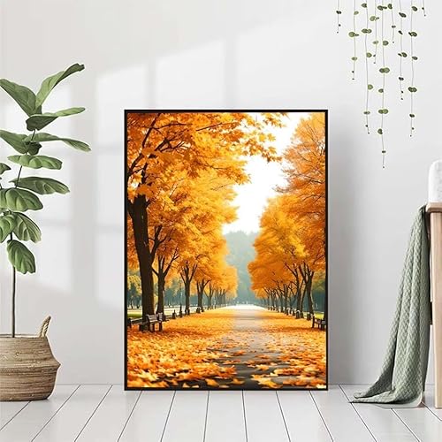 5D Diamond Painting Herbst Diamant Painting Bilder, Landschaft Diamond Painting Erwachsene Kinder DIY 5D Runde Kristall Diamond Art Stickerei Basteln Set, Wohnzimmer Schlafzimmer Wanddeko 80x110cm 0-O von BAIYAACO