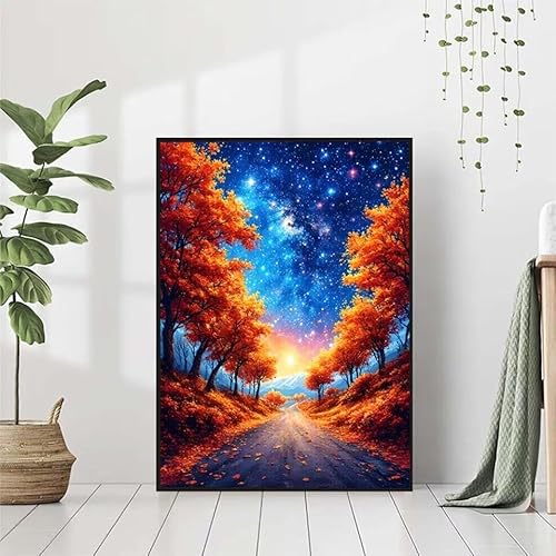 5D Diamond Painting Herbst Diamant Painting Bilder Erwachsene, Landschaft Diamond Painting Set, Diamond Painting Klein 60x80cm, DIY Runde Full Drill Cross Stickerei Basteln für Home Room Wall Decor von BAIYAACO