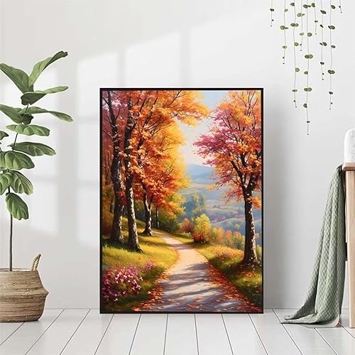 5D Diamond Painting Herbst Diamant Painting Bilder Erwachsene, Landschaft Diamond Painting Set, Diamond Painting Klein 80x110cm, DIY Runde Full Drill Cross Stickerei Basteln für Home Wall Decor Q-3 von BAIYAACO