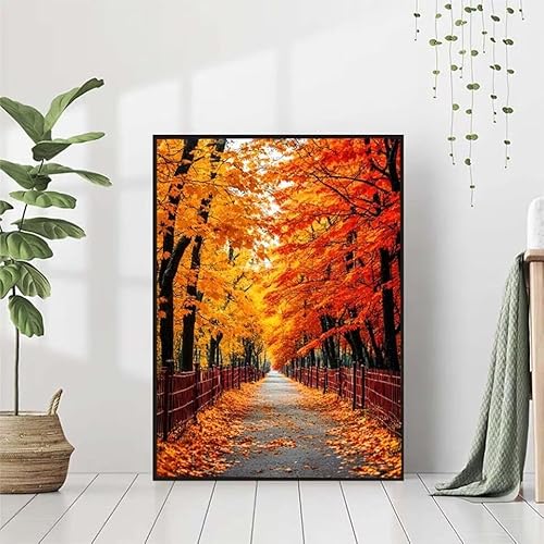 5D Diamond Painting Herbst Diamant Painting Bilder Erwachsene, StraßE Diamond Painting Set, Diamond Painting Klein 80x110cm, DIY Runde Full Drill Cross Stickerei Basteln für Home Room Wall Decor 0-2 von BAIYAACO