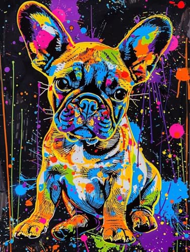 5D Diamond Painting Hund Diamant Painting Bilder, Tier Diamond Painting Erwachsene Kinder DIY 5D Quadrat Kristall Diamond Art Stickerei Basteln Set, Wohnzimmer Schlafzimmer Wanddeko 80x110cm w-i von BAIYAACO