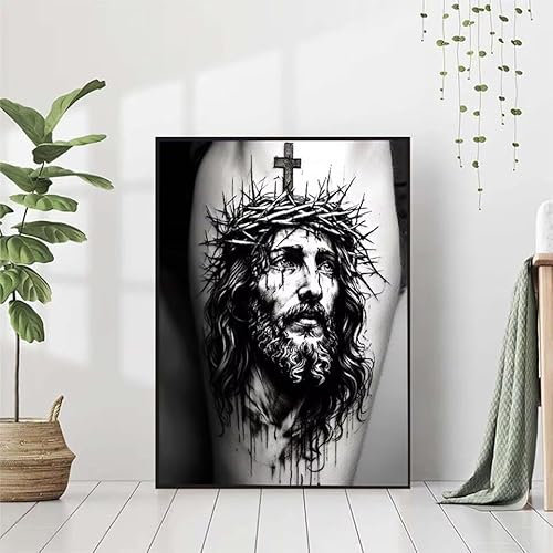 5D Diamond Painting Jesus Diamant Painting Bilder Erwachsene, Kreuzen Diamond Painting Set, Diamond Painting Klein 80x110cm, DIY Runde Full Drill Cross Stickerei Basteln für Home Room Wall Decor 9-6 von BAIYAACO