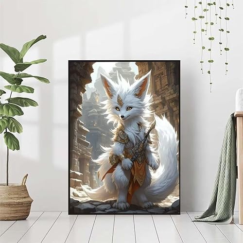 5D Diamond Painting Karikatur Diamant Painting Bilder Erwachsene, Fuchs Diamond Painting Set, Diamond Painting Klein 50x70cm, DIY Runde Full Drill Cross Stickerei Basteln für Home Room Wall Decor 7-7 von BAIYAACO