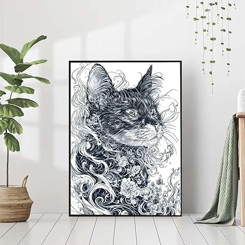 5D Diamond Painting Katze Diamant Painting Bilder Erwachsene, Tier Diamond Painting Set, Diamond Painting Klein 30x40cm, DIY Runde Full Drill Cross Stickerei Basteln für Home Wall Decor Geschenk 5-Z von BAIYAACO