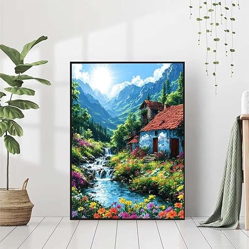 5D Diamond Painting Landschaft Diamant Painting Bilder, Fallen Diamond Painting Erwachsene Kinder DIY 5D Runde Kristall Diamond Art Stickerei Basteln Set, Wohnzimmer Schlafzimmer Wanddeko 80x100cm von BAIYAACO