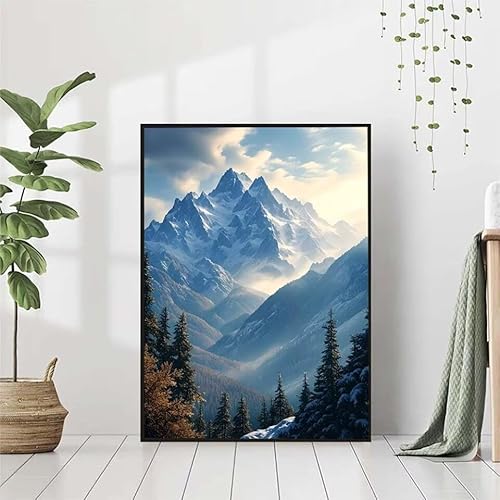 5D Diamond Painting Landschaft Diamant Painting Bilder Erwachsene, Berg Diamond Painting Set, Diamond Painting Klein 80x110cm, DIY Runde Full Drill Cross Stickerei Basteln für Home Room Wall Decor 4-1 von BAIYAACO