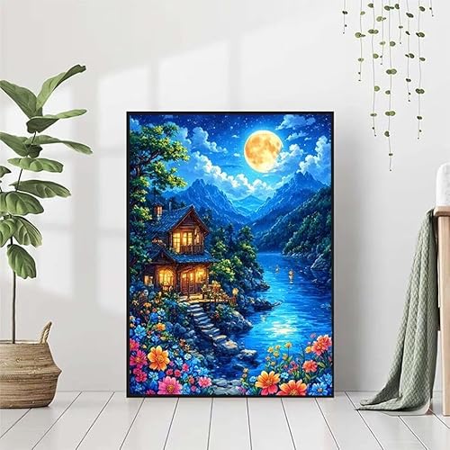 5D Diamond Painting Landschaft Diamant Painting Bilder Erwachsene, Blume Diamond Painting Set, Diamond Painting Klein 80x110cm, DIY Runde Full Drill Cross Stickerei Basteln für Home Wall Decor Z-7 von BAIYAACO