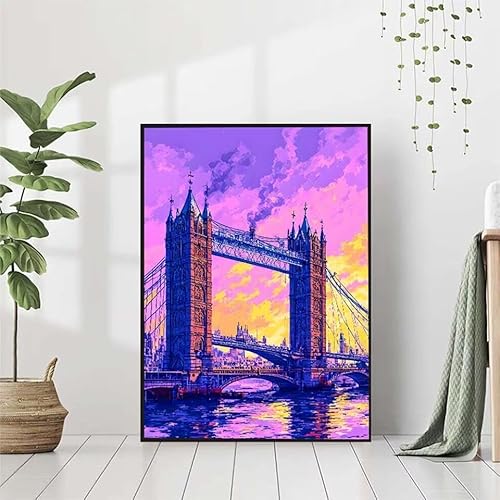 5D Diamond Painting Landschaft Diamant Painting Bilder Erwachsene, BrüCke Diamond Painting Set, Diamond Painting Klein 60x80cm, DIY Runde Full Drill Cross Stickerei Basteln für Home Wall Decor 7-2 von BAIYAACO