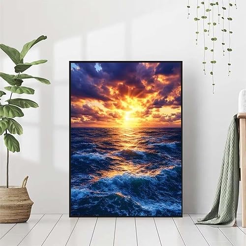 5D Diamond Painting Landschaft Diamant Painting Bilder Erwachsene, Meer Diamond Painting Set, Diamond Painting Klein 30x40cm, DIY Runde Full Drill Cross Stickerei Basteln für Home Room Wall Decor S-7 von BAIYAACO