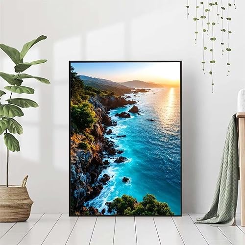 5D Diamond Painting Landschaft Diamant Painting Bilder Erwachsene, Meer Diamond Painting Set, Diamond Painting Klein 80x110cm, DIY Runde Full Drill Cross Stickerei Basteln für Home Room Wall Decor K-3 von BAIYAACO