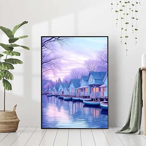 5D Diamond Painting Landschaft Diamant Painting Bilder Erwachsene, Winter Diamond Painting Set, Diamond Painting Klein 80x110cm, DIY Runde Full Drill Cross Stickerei Basteln für Home Wall Decor 8-7 von BAIYAACO