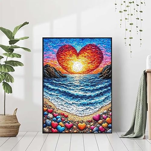 5D Diamond Painting Liebe Diamant Painting Bilder, Meer Diamond Painting Erwachsene Kinder DIY 5D Runde Kristall Diamond Art Stickerei Painting Basteln Set, Wohnzimmer Schlafzimmer Wanddeko 60x80cm von BAIYAACO