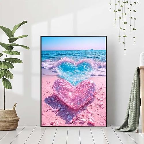 5D Diamond Painting Liebe Diamant Painting Bilder, Meer Diamond Painting Erwachsene Kinder DIY Runde Kristall Diamond Art Stickerei Painting Basteln Set, Wohnzimmer Schlafzimmer Wanddeko 80x100cm Y-4 von BAIYAACO