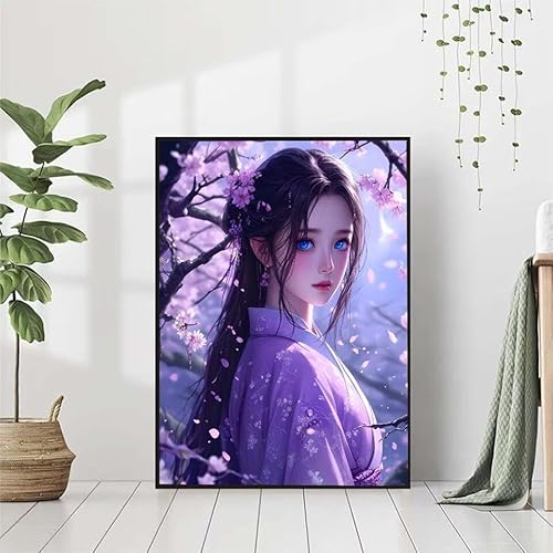 5D Diamond Painting MäDchen Diamant Painting Bilder, Blume Diamond Painting Erwachsene Kinder DIY Runde Kristall Diamond Art Stickerei Painting Basteln, Wohnzimmer Schlafzimmer Wanddeko 80x110cm 0-3 von BAIYAACO